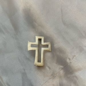 Mexican sterling hand crafted cross brooch pin